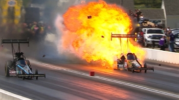 Terry McMillen's Engine Explodes in Top Fuel Round 1 | 2017 NHRA DRAG RACING