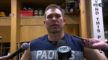 Craig Stammen talks after earning his first save of the season