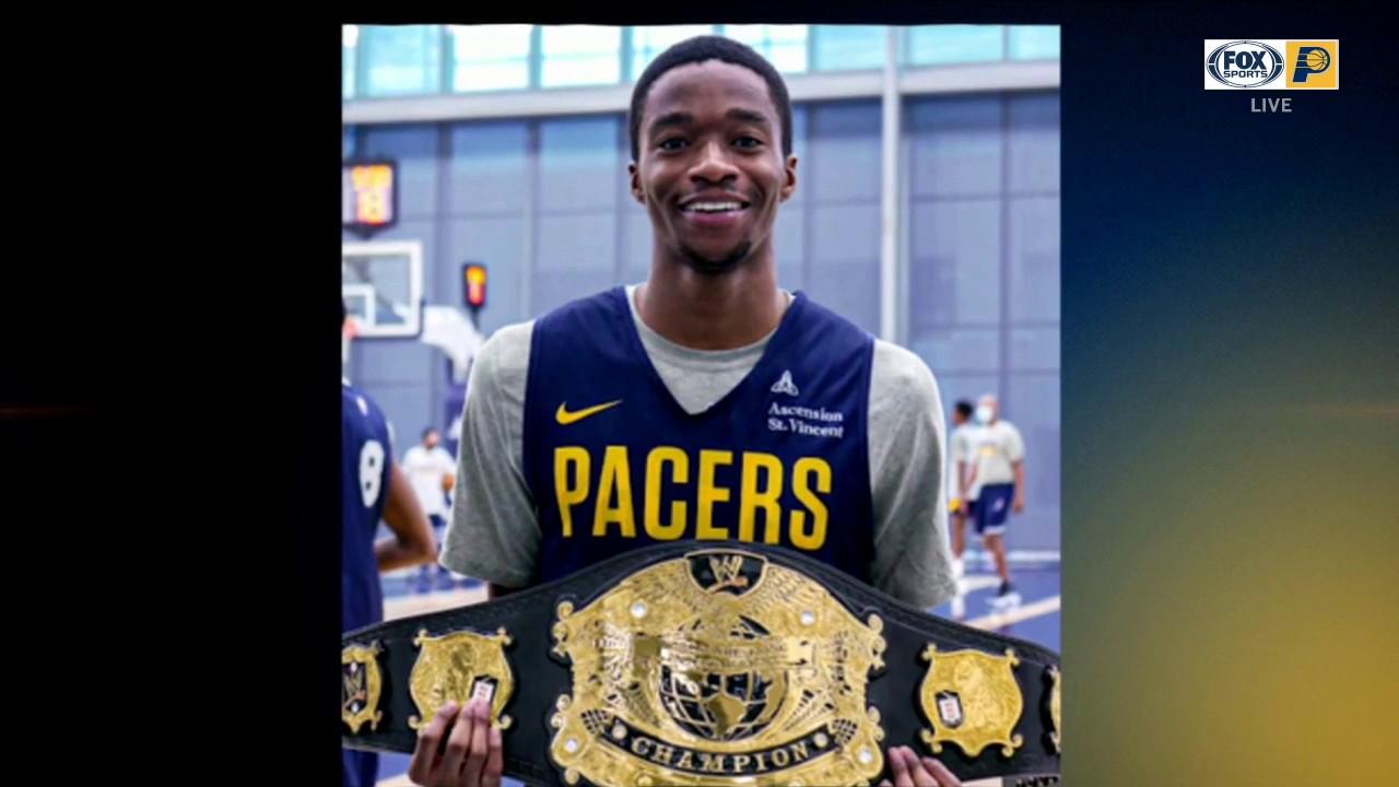 Nate Bjorkgren brings his famous championship belt to Indiana