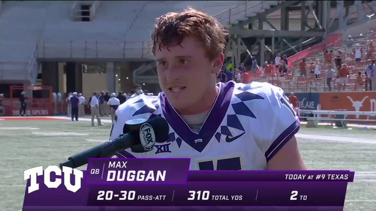 Max Duggan reacts to TCU's 33-31 win over Texas, Big Noon Kickoff Crew sings his praises