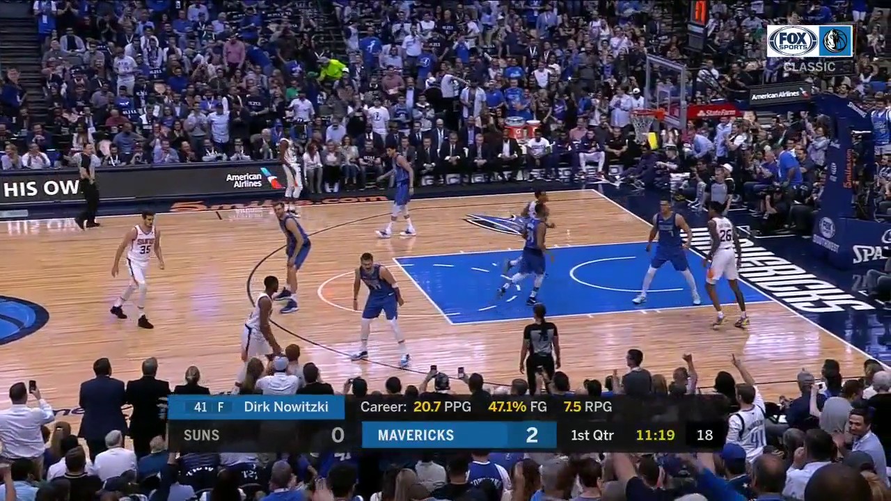 WATCH: Dirk's First Point During his Final Game vs. Suns | Mavericks CLASSICS