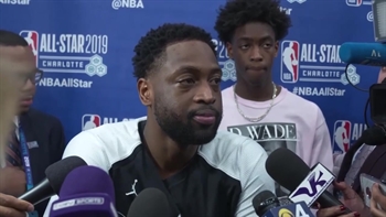 Miami Heat legend Dwyane Wade holds court after his final All-Star Game