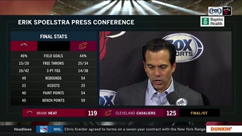 Erik Spoelstra discusses Heat's continued struggles on the road after OT loss in Cleveland