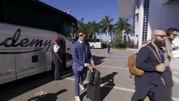 Patrick Mahomes arrives at Hard Rock Stadium for Super Bowl LIV