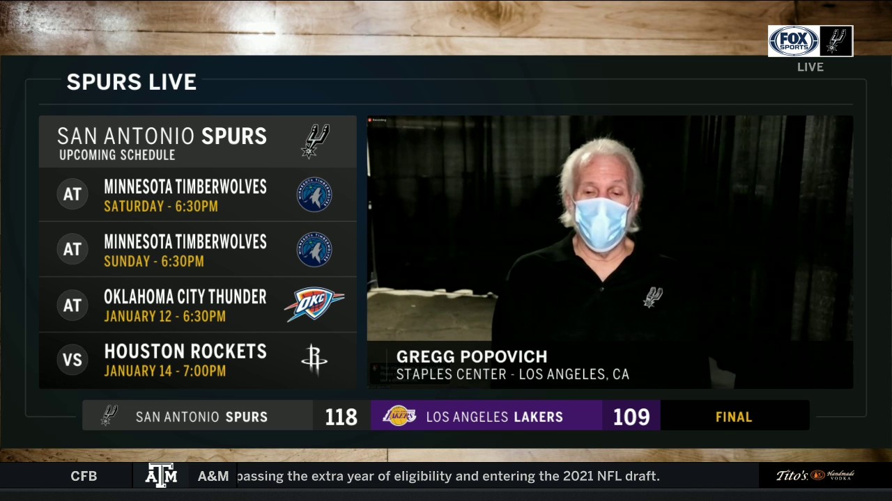Gregg Popovich talks Huge Spurs Victory Out in LA