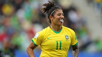 Brazil's Cristiane scores second goal despite Jamaica defender's best efforts