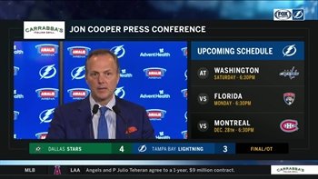 Jon Cooper breaks down Lightning's OT loss to Stars