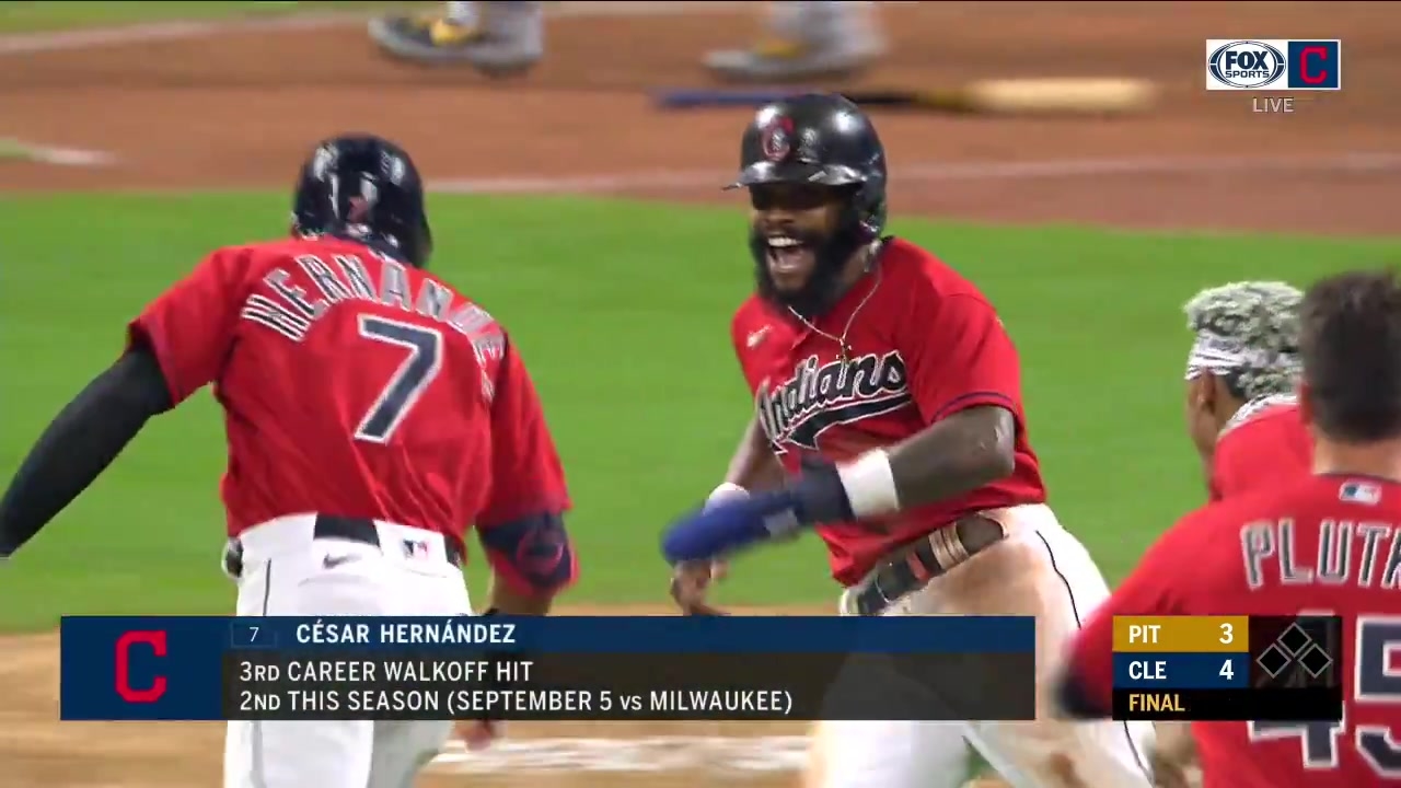 Cesar Hernandez walks it off for the Tribe's sixth straight win