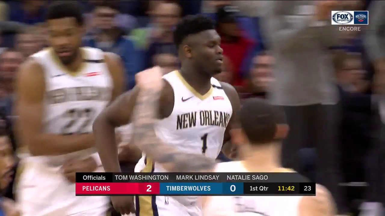 WATCH: Zion Goes up for a Dunk for 1st Bucket | Pelicans ENCORE