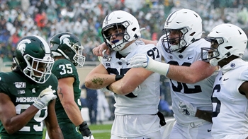 No. 6 Penn State routes Michigan State 28-7 behind Pat Freiermuth's three touchdowns