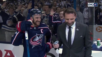 Nick Foligno is all smiles after the Blue Jackets' first ever playoff series win
