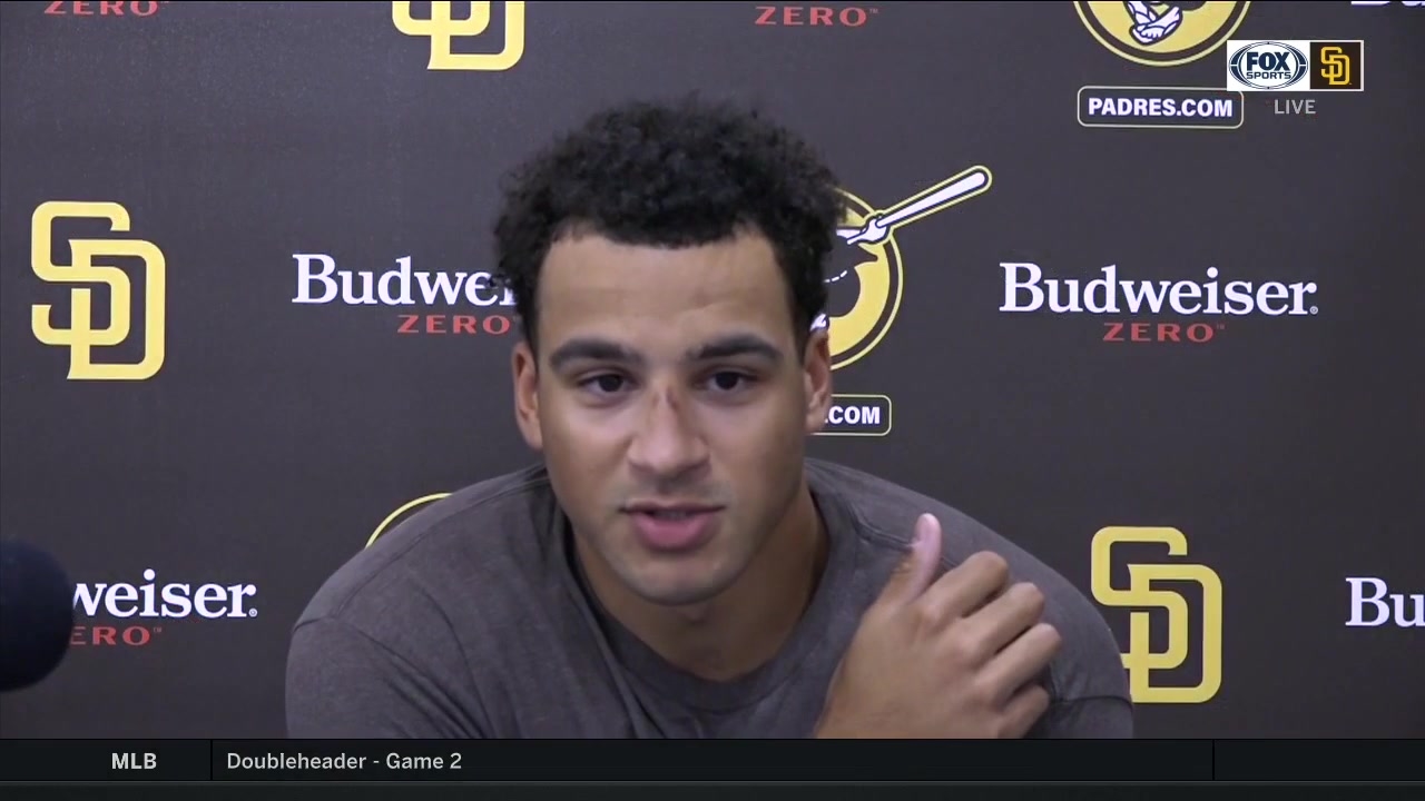 Trent Grisham talks after walk-off home run