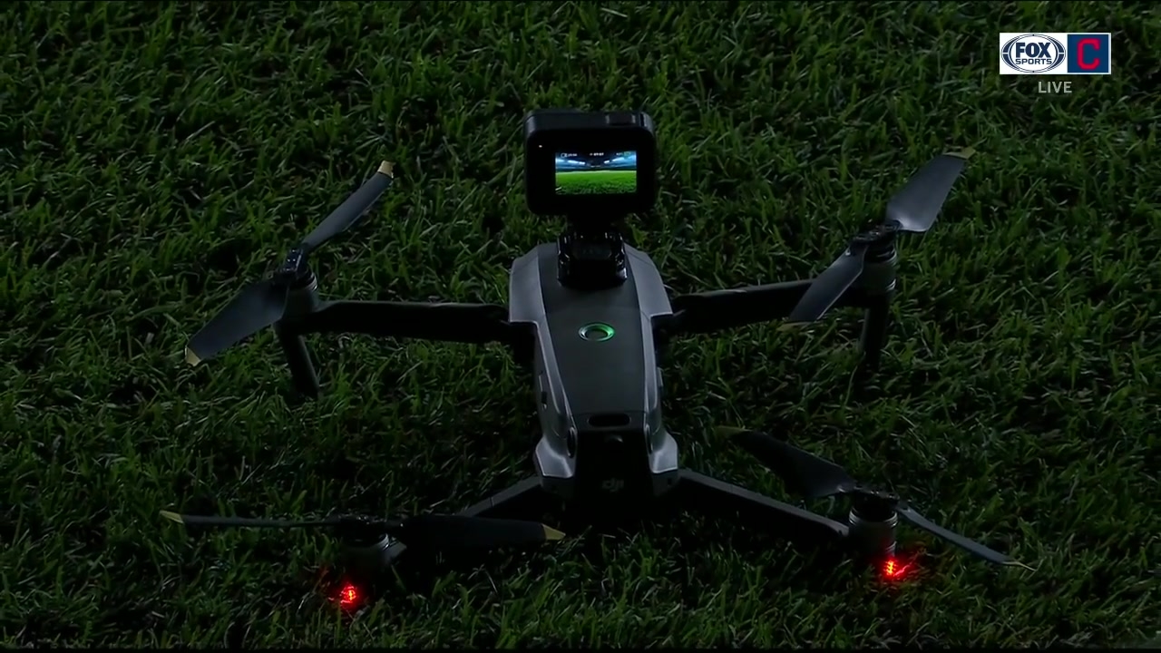 Drone lands in the outfield at Indians-Cubs game causing a delay