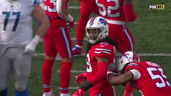 A Buffalo Bills player bizarrely got his helmet stuck on a teammate's jersey