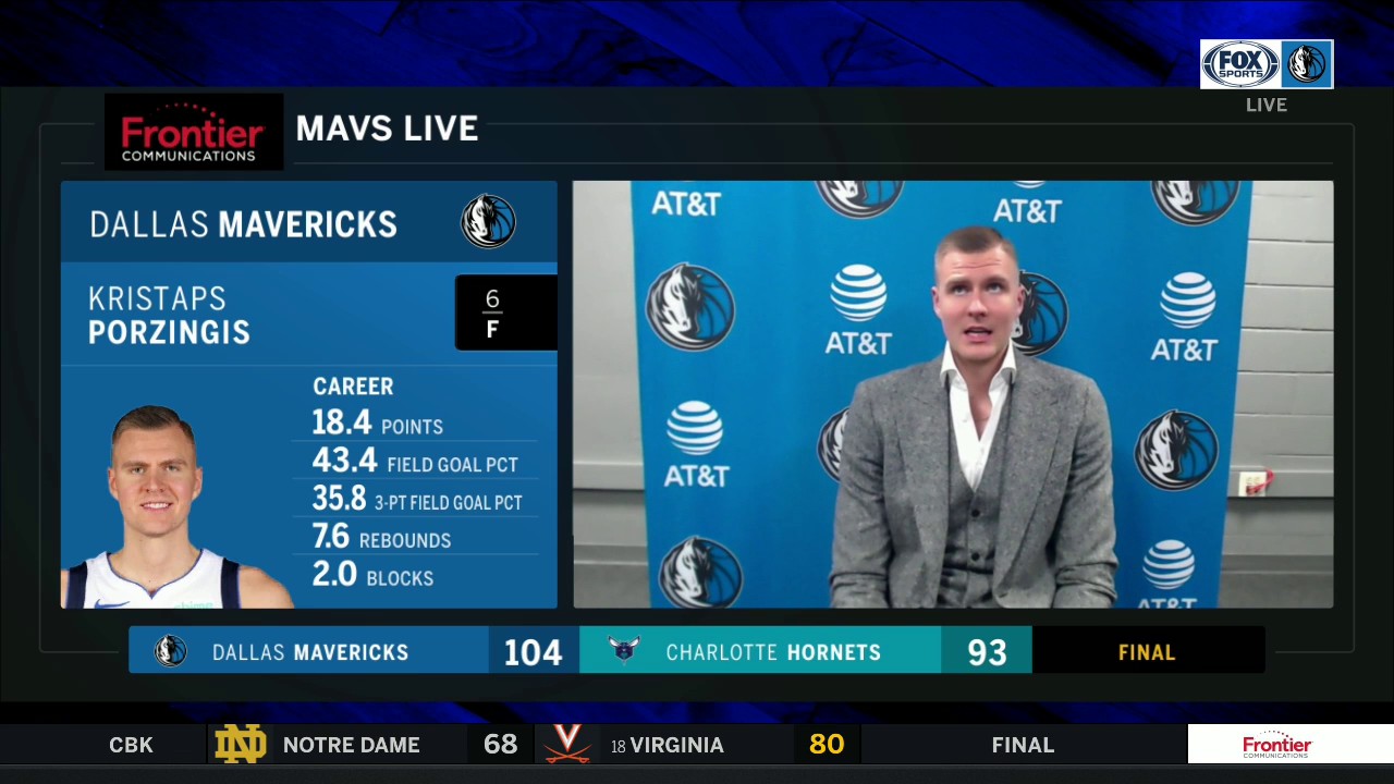 Kristaps Porzingis on Season Debut, Dallas win over Charlotte