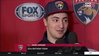 Frank Vatrano breaks down win over Sharks, Sam Montembeault's play on his 25th birthday