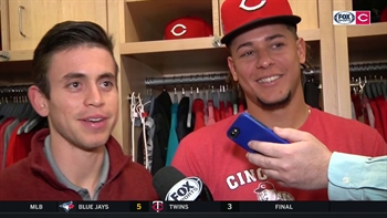 Castillo laughs about putting ball in play, sorry for hitting Bellinger