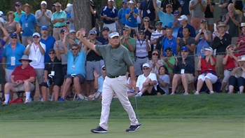 Paul Goydos sinks long birdie putt on 15 to take late lead at US Senior Open