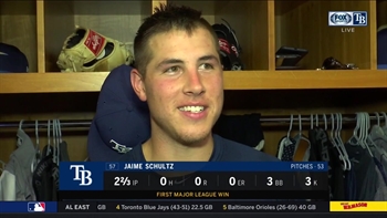 Jaime Schultz on his first major league win
