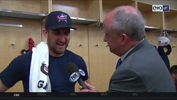 Baby Shark blares in background as Nick Foligno chats with Dave Maetzold
