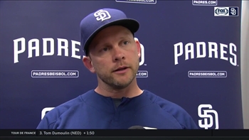 Padres manager Andy Green reacts to the controversial 3rd inning replay