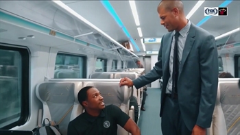 Shane Battier serves as guest conductor on Brightline ride to American Airlines Arena