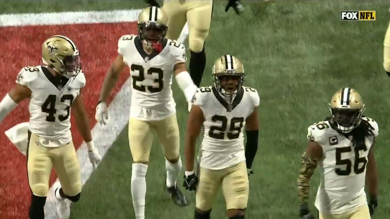 Saints' Paulson Adebo makes a spectacular one-handed interception