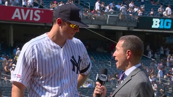 DJ LeMahieu speaks with Ken Rosenthal after hitting a pair of home runs against the Red Sox
