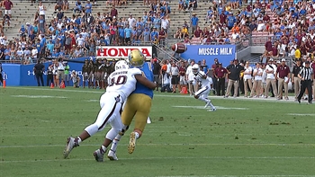 Texas A&M's Jarrett Johnson forces fumble with big hit on UCLA's Josh Rosen