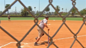 1998 Padres alumni play softball vs. local marines