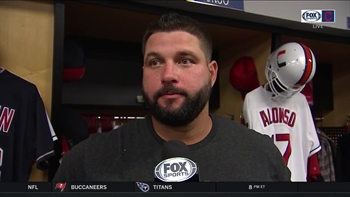 Yonder Alonso tips his cap to Orioles starter Alex Cobb