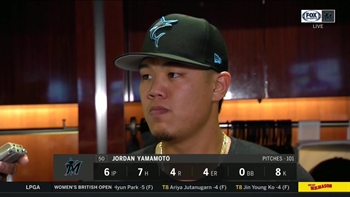 Marlins rookie Jordan Yamamoto examines his start