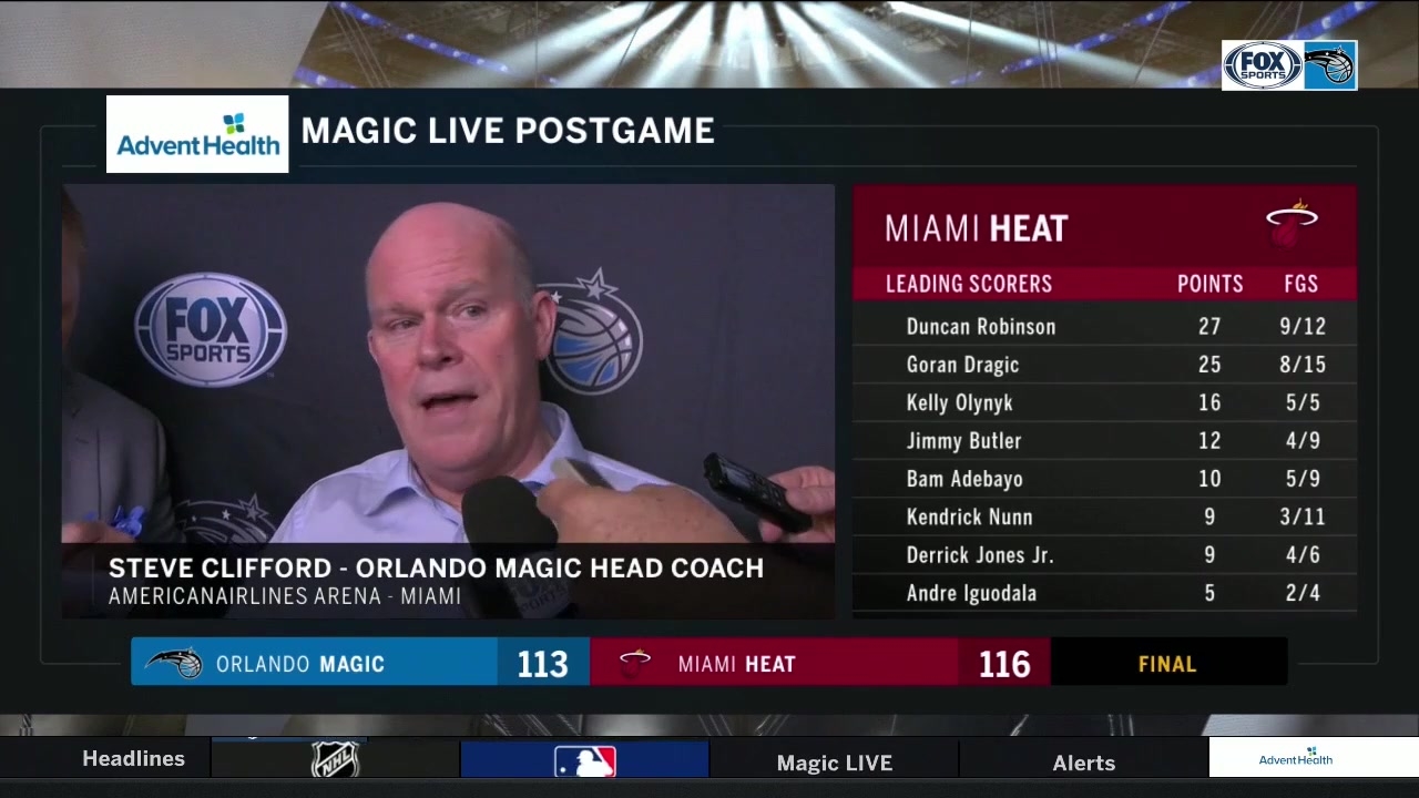 Steve Clifford recaps Magic road loss to Duncan Robinson, Heat