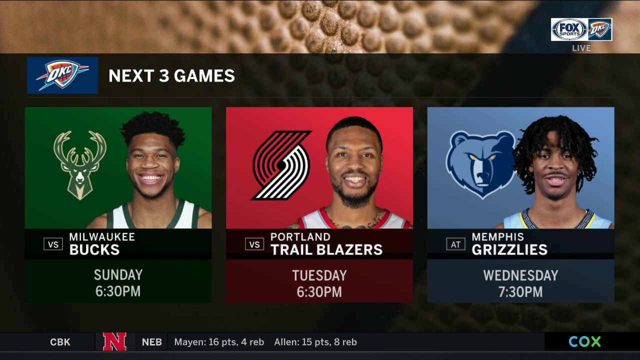 Previewing the Next Three Games for OKC | Thunder Live