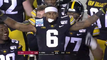 Iowa's WR Ihman Smith-Marsette scores a rushing, receiving and kick return touchdown in Holiday Bowl