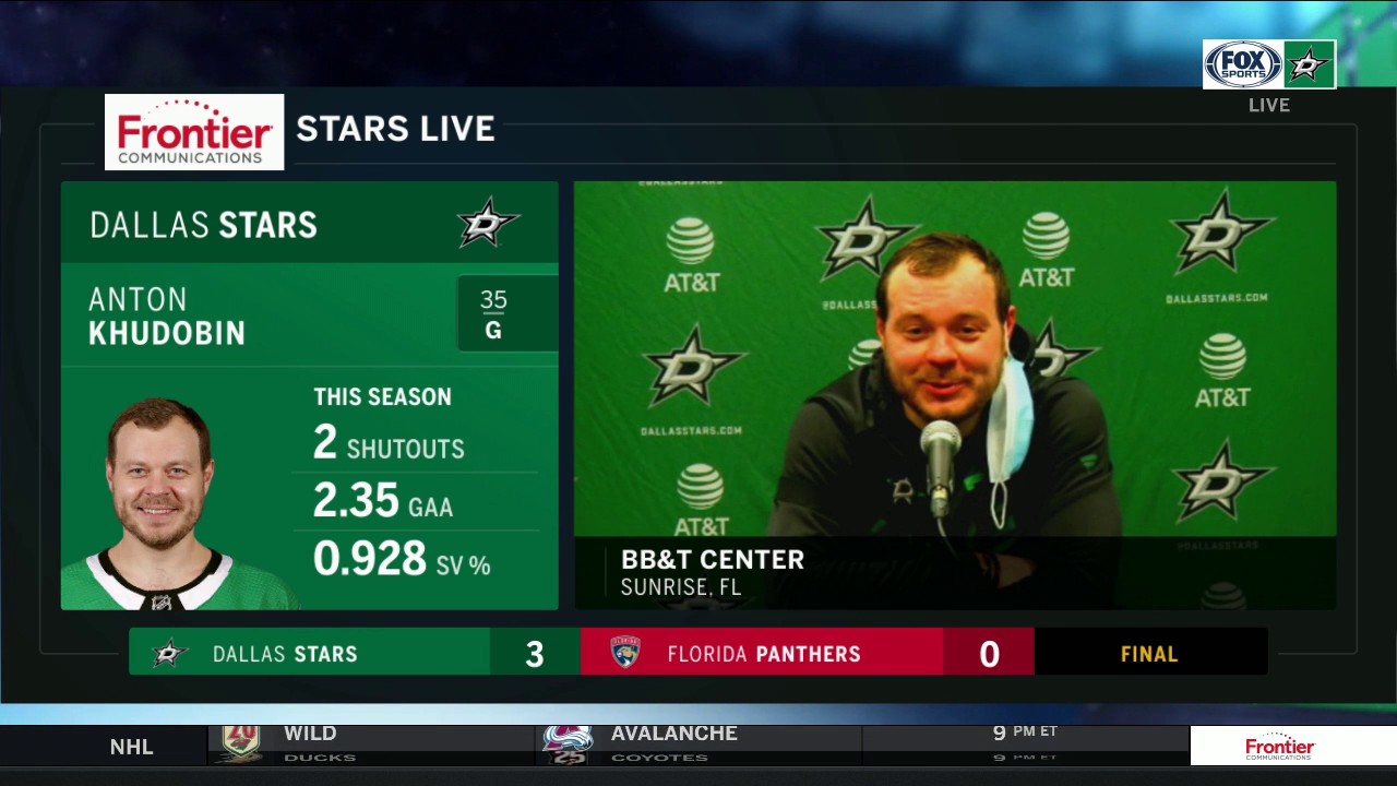 Anton Khudobin on Stars 3-0 win over the Panthers | Stars Live