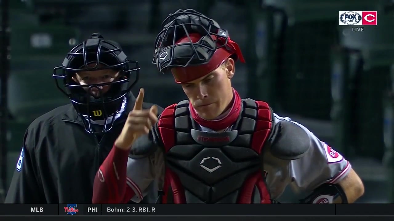 Tyler Stephenson nabs Billy Hamilton at second for first career caught stealing