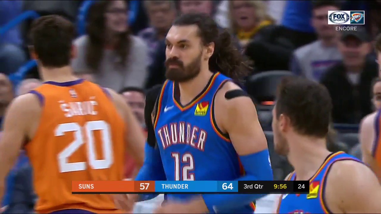 WATCH: Steven Adams with a Block and Dunk at the other end | Thunder ENCORE