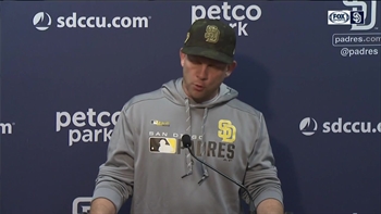 Padres' manager Andy Green inside the clubhouse