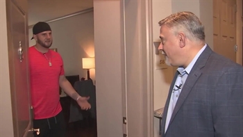 The Cat visits with Matt Adams at his pad
