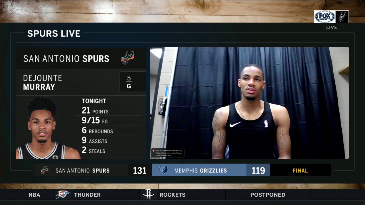 Dejounte Murray has 21 points in the Spurs opening Night Win vs. Grizzlies