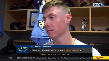 Lefty Ryan Yarbrough shares his thoughts after tying franchise rookie record with 14 win