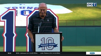 Eric Nadel takes the Podium | Michael Young Jersey Retirement Ceremony
