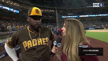 Franmil Reyes speaks on Padres power then sings his heart out!