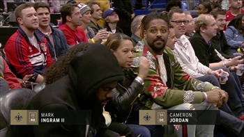 Mark Ingram and Cameron Jordan in the Building for Pelicans Game