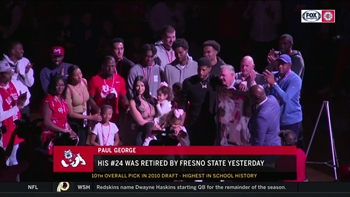 Paul George has jersey retired at Fresno State | Clippers LIVE