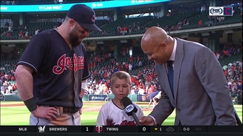 Jason Kipnis's biggest fan joins him for on-field interview