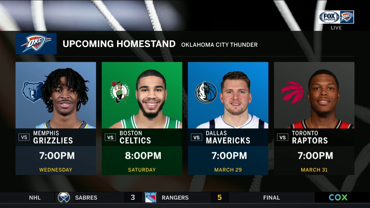 Look ahead at the Thunder Upcoming Schedule | Thunder Live