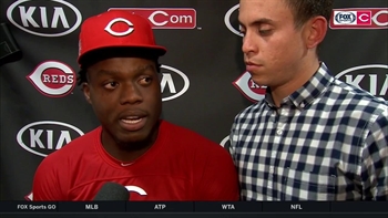 Aristides Aquino reacts to winning both NL Player of the Month and Rookie of the Month