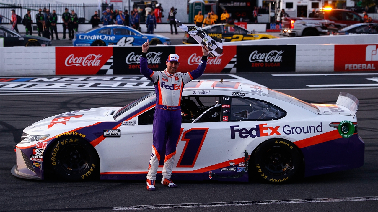 FINAL LAPS: Denny Hamlin wins sixth race at Pocono, ties Jeff Gordon for most all time